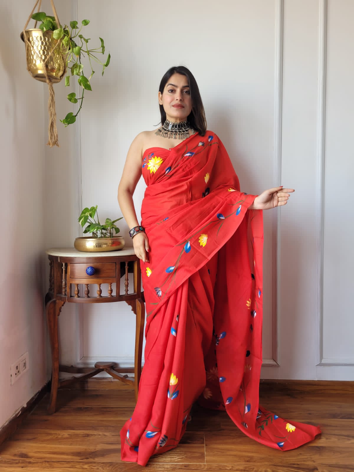 Floral Drift Mul Cotton (G) Ready To Wear Pocket Saree