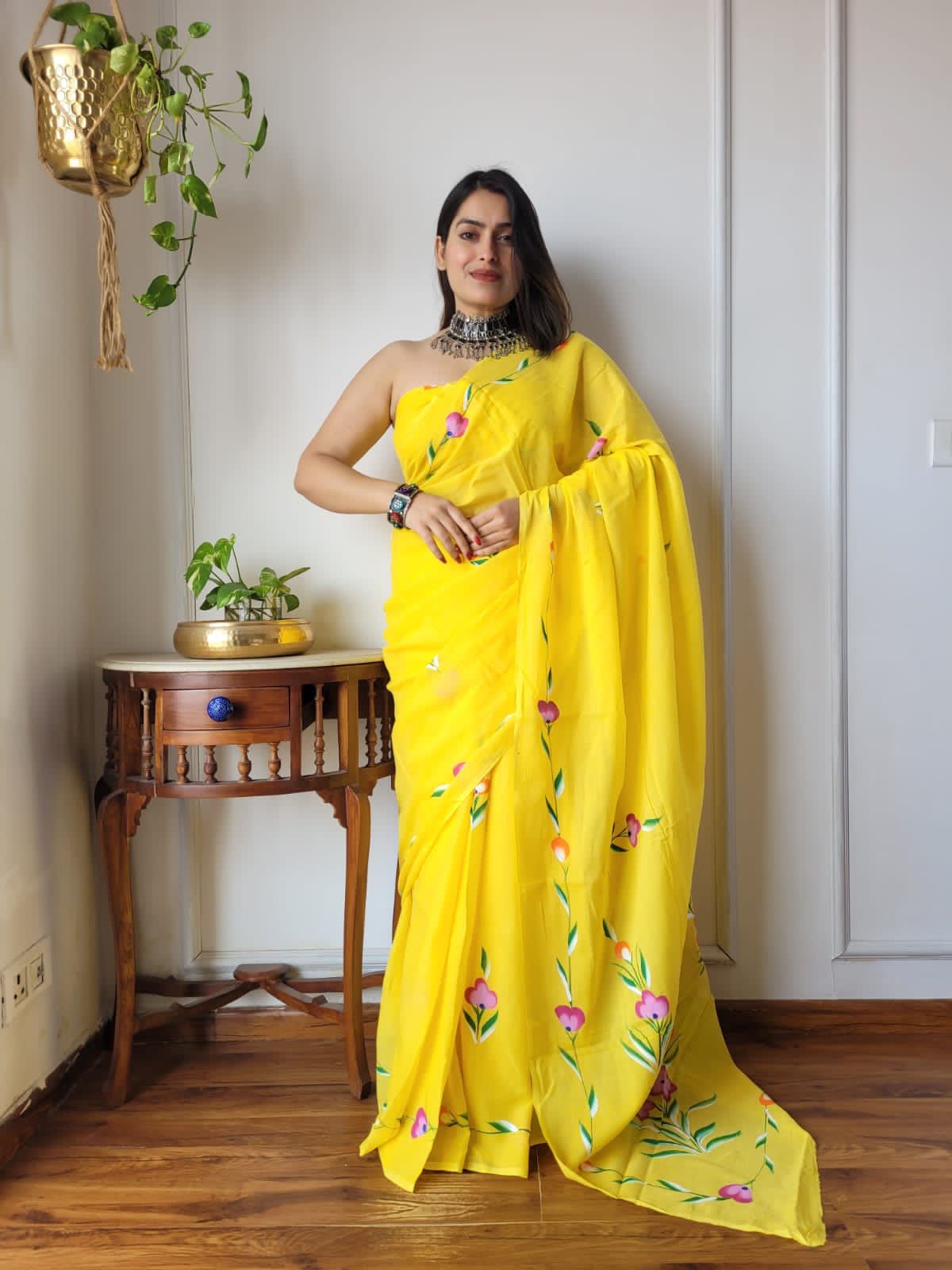 Floral drift Mul Cotton (F) Ready To Wear Pocket Saree