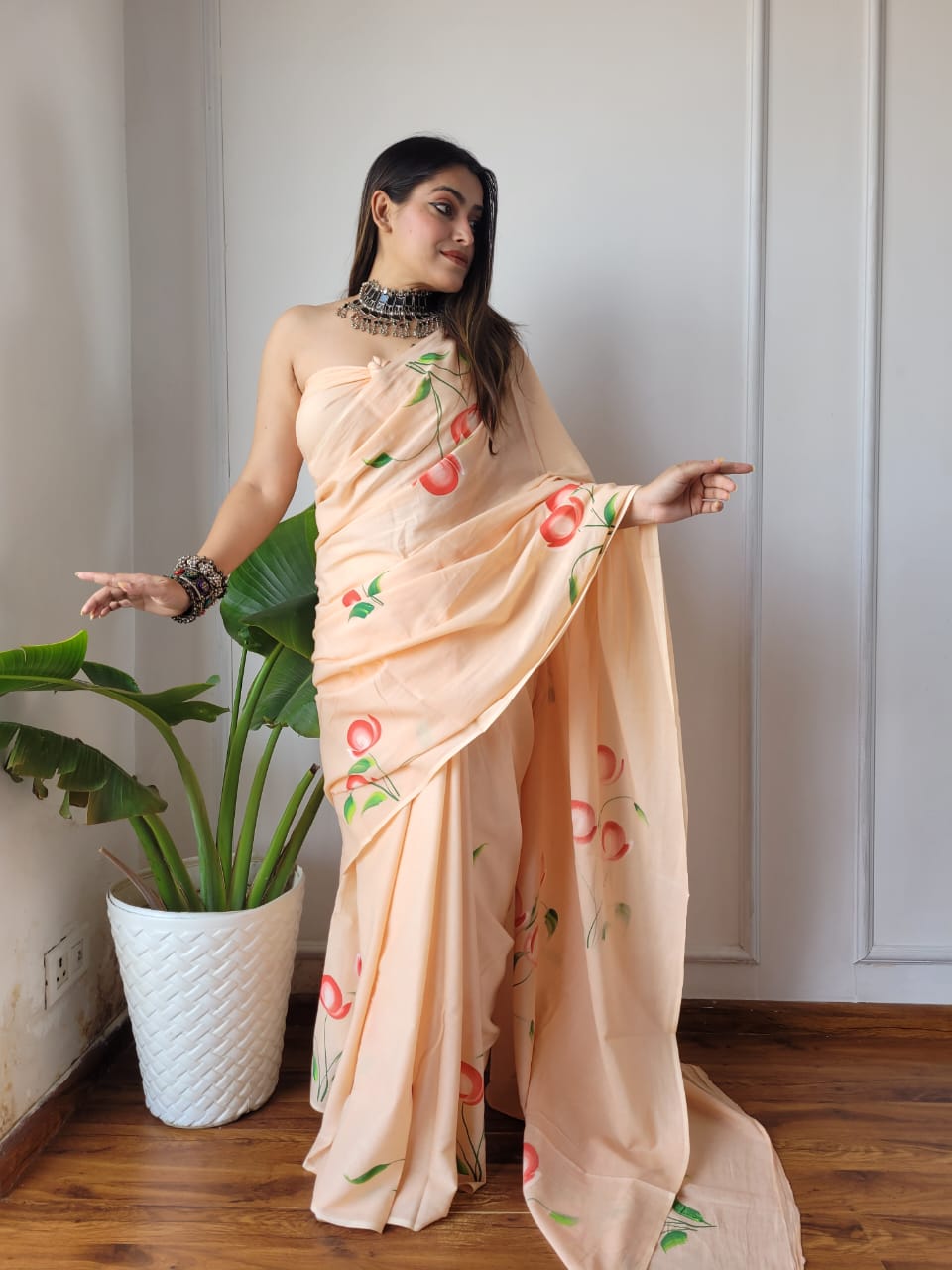 Floral Drift Mul Cotton (B) Ready To Wear Pocket Saree