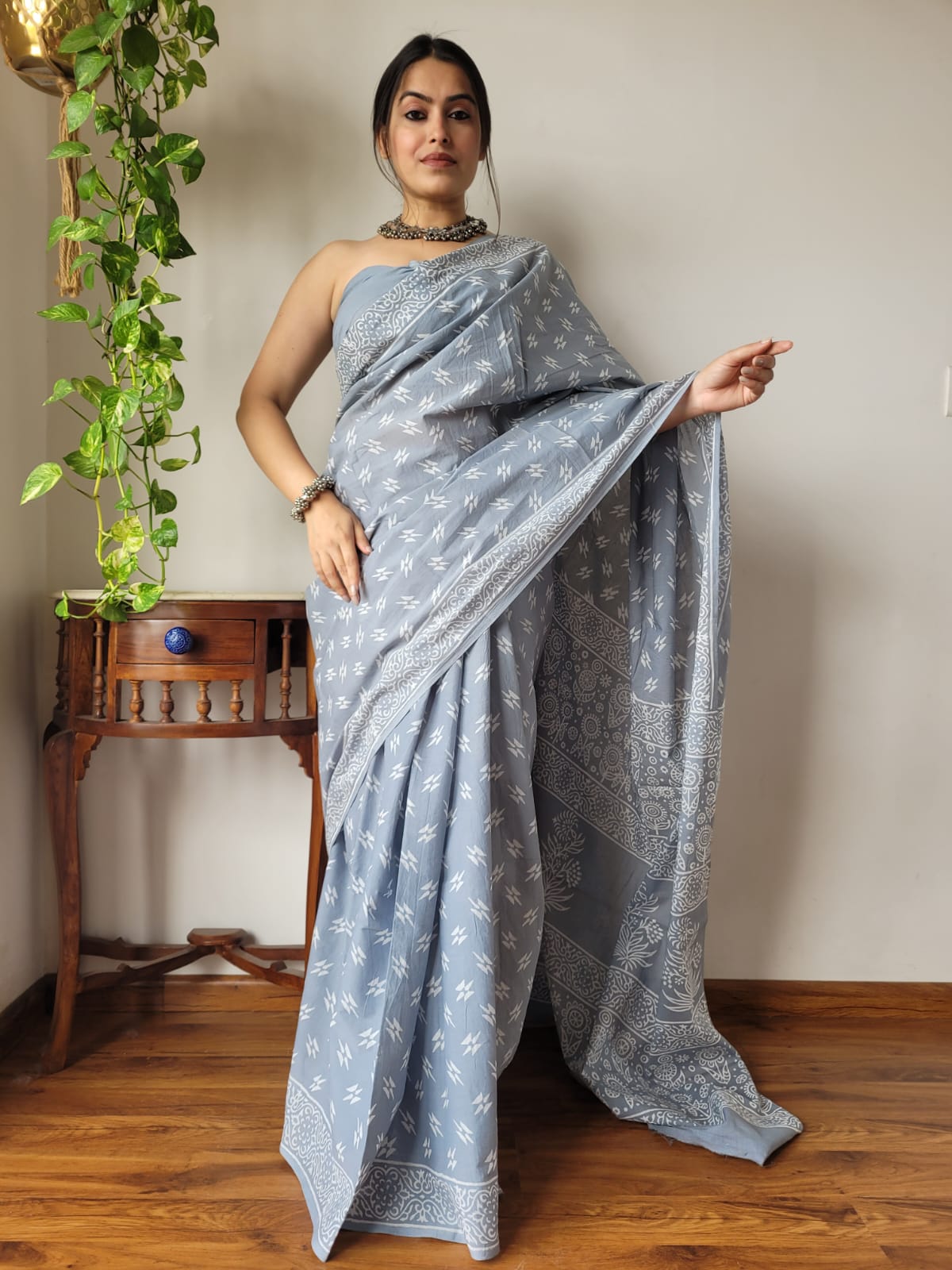 Aangan Mul Cotton (H) Ready To Wear Pocket Saree