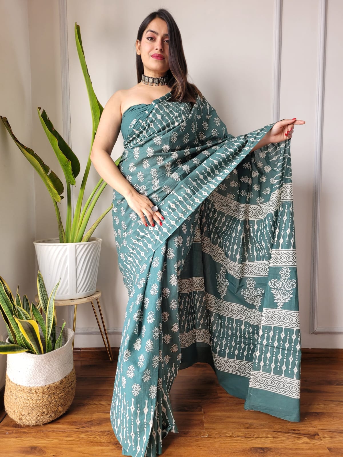 Aangan Mul Cotton (J) Ready To Wear Pocket Saree