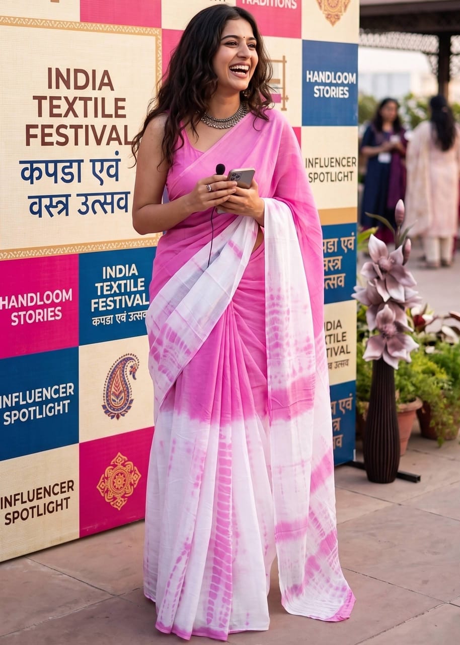 Rangdhara Cotton (Pink) Ready To Wear Pocket Saree