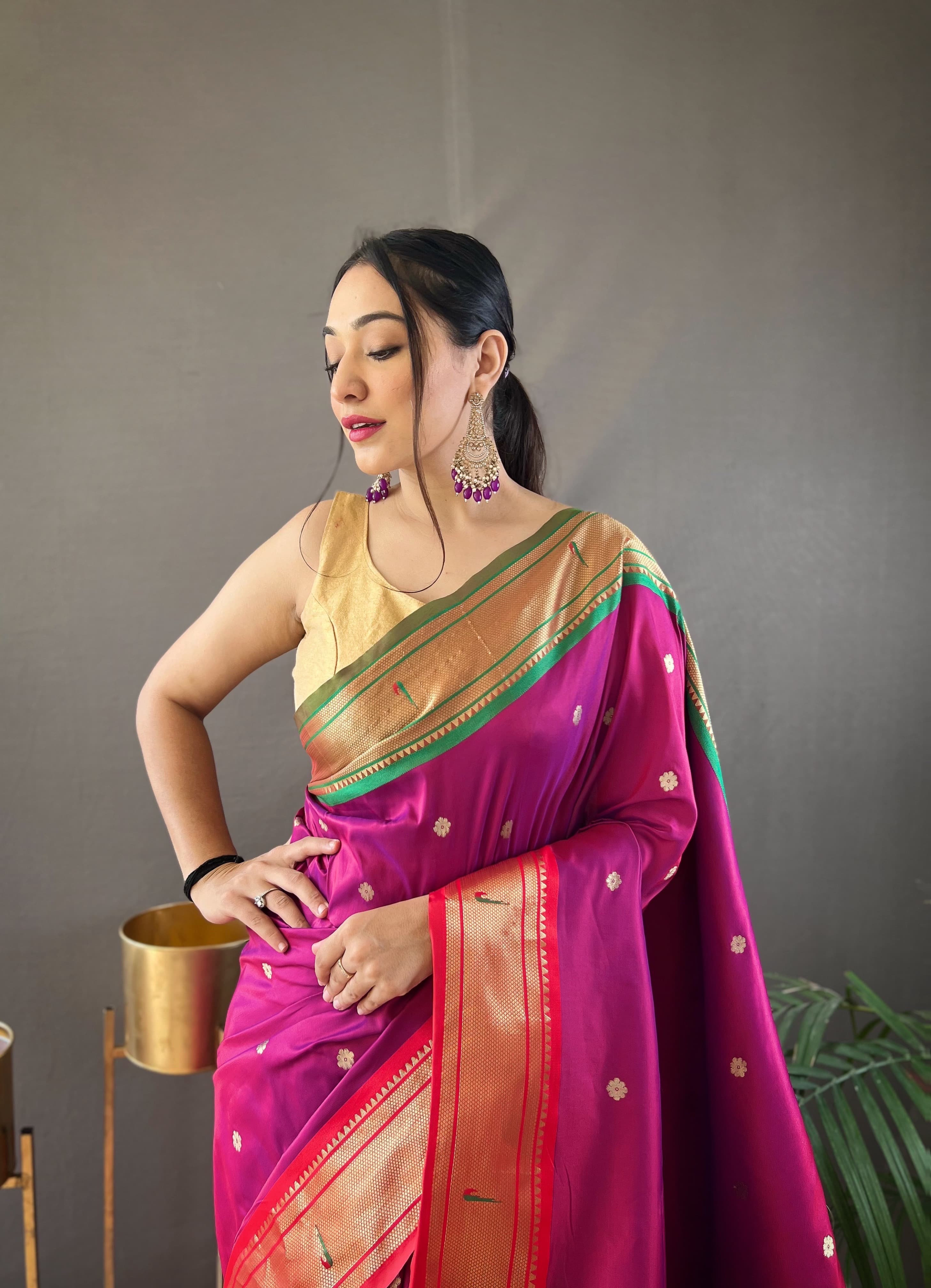 Anand Arpan Powerloom Paithani Silk Ready To Wear Pocket Saree