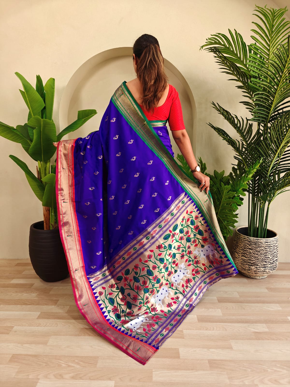 Aastha Aura PowerLoom Paithani Silk (B) Ready To Wear Pocket Saree