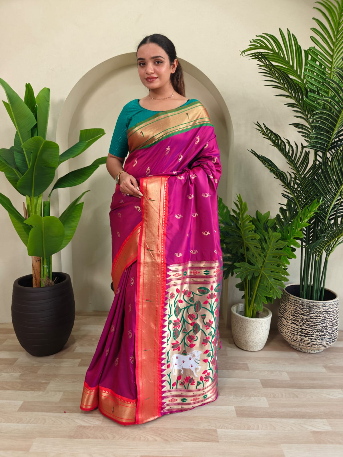 Anand Arpan PowerLoom Paithani Silk (B) Ready To Wear Pocket Saree