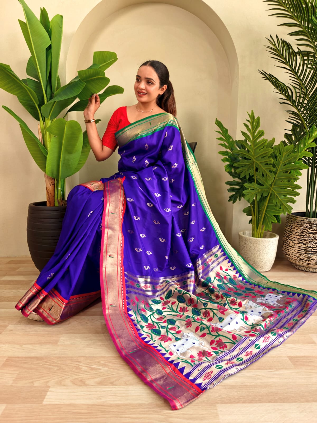Aastha Aura PowerLoom Paithani Silk (B) Ready To Wear Pocket Saree