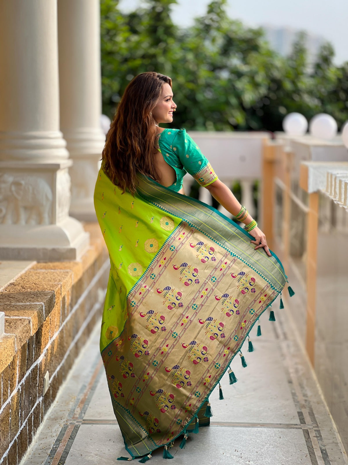 Morika Powerloom Paithani Silk Ready To Wear Pocket Saree