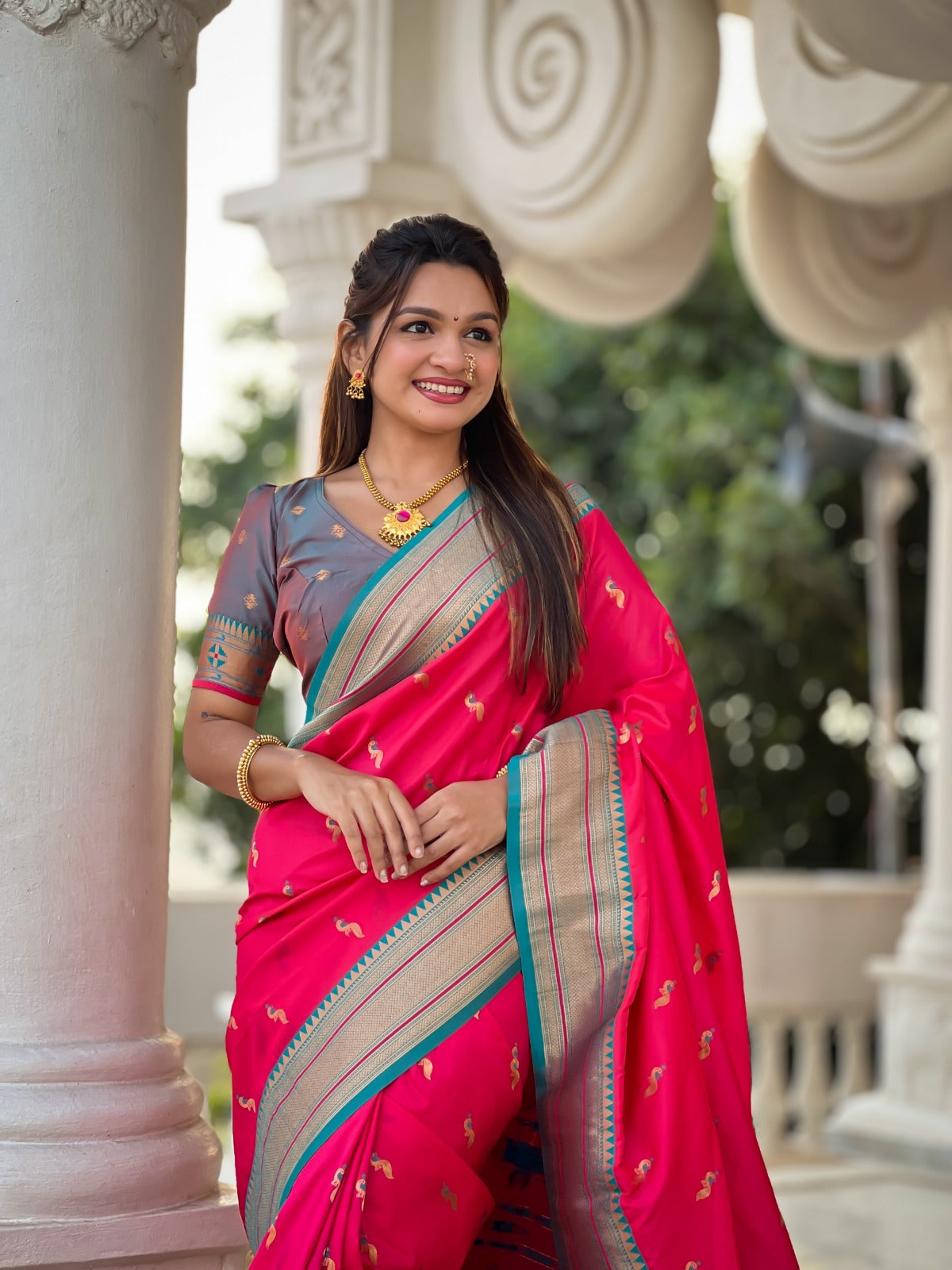 Pakhi Powerloom Paithani Silk Ready To Wear Pocket Saree