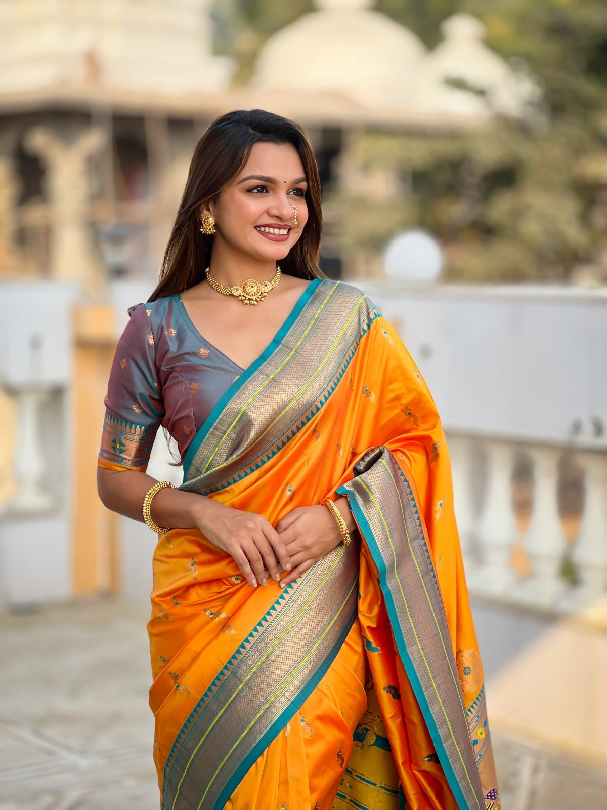 Chandrika Powerloom Paithani Silk Ready To Wear Pocket Saree