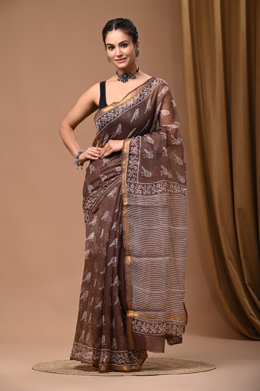Feather Kota Doria Ready-to-wear Pocket Saree