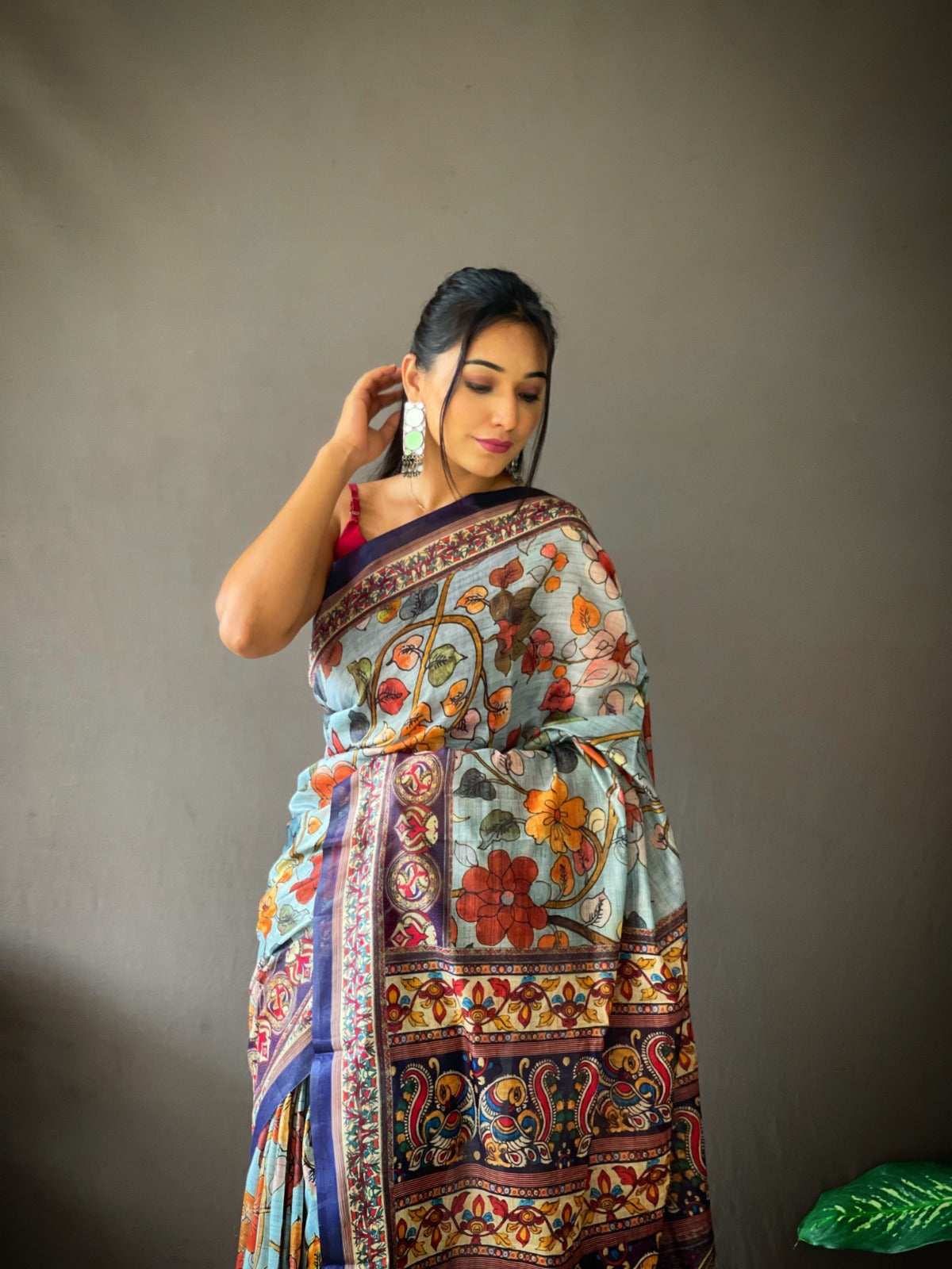 Cotton Kalamkari (B) Ready To Wear Pocket Saree