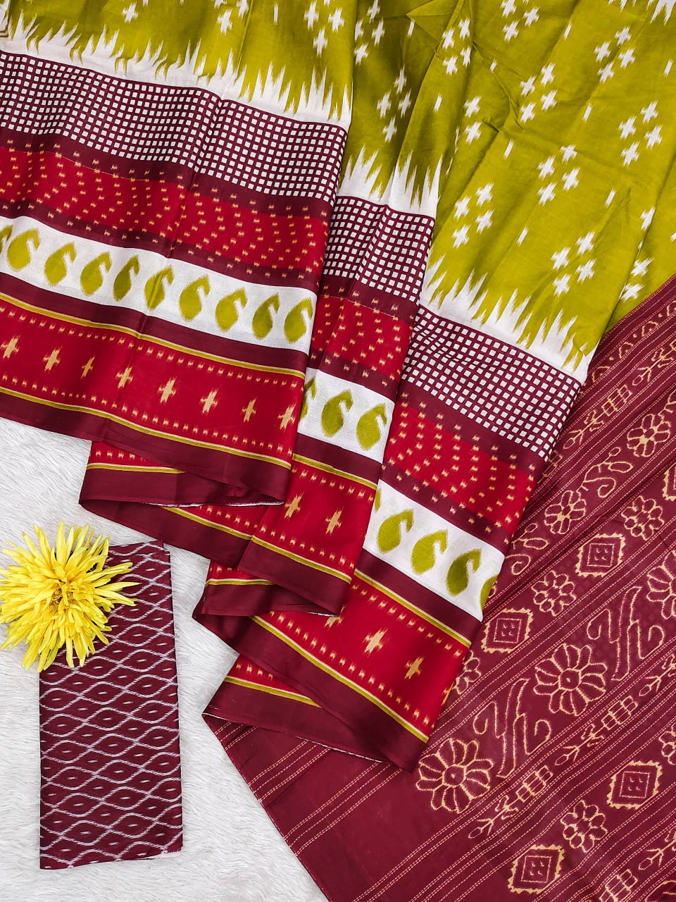 Mulmul Cotton Ikat Print (A) Ready To Wear Pocket Saree