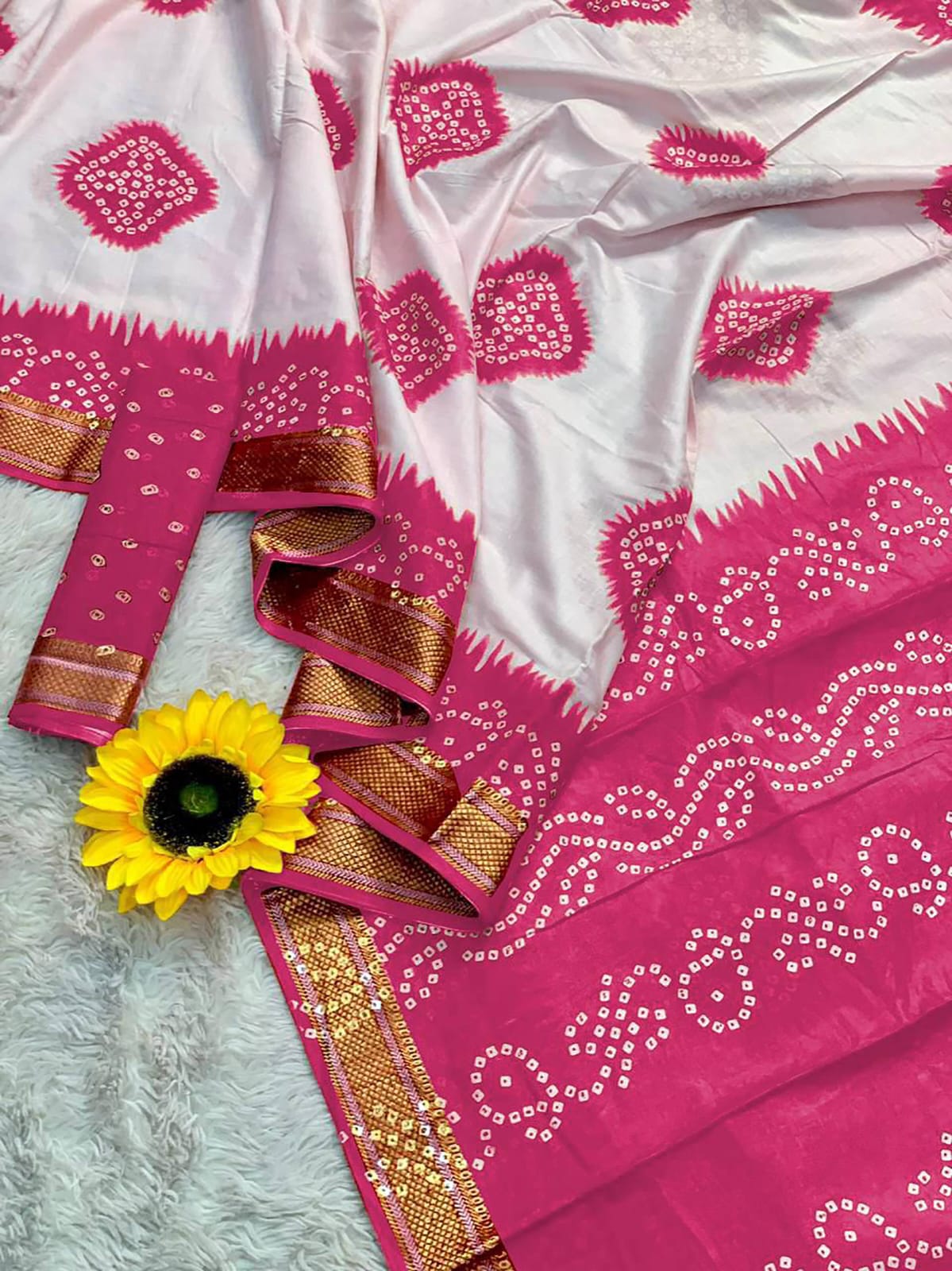 Ayati Bandhej Cotton (B) Ready To Wear Pocket Saree