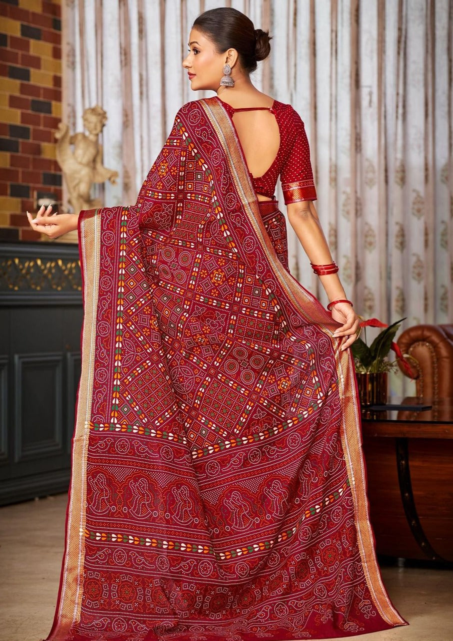 Gharchola Bandhani Cotton (C) Ready To Wear Pocket Saree