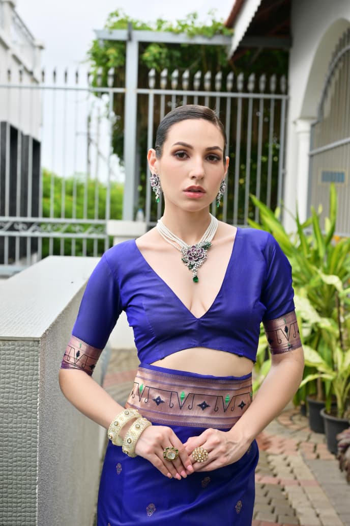 Utsav Umang Powerloom Paithani Silk (F) Ready To Wear Pocket Saree