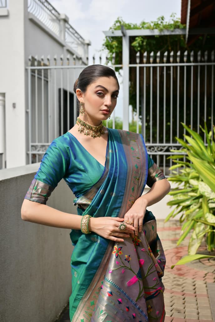 Utsav Umang Powerloom Paithani Silk (A) Ready To Wear Pocket Saree