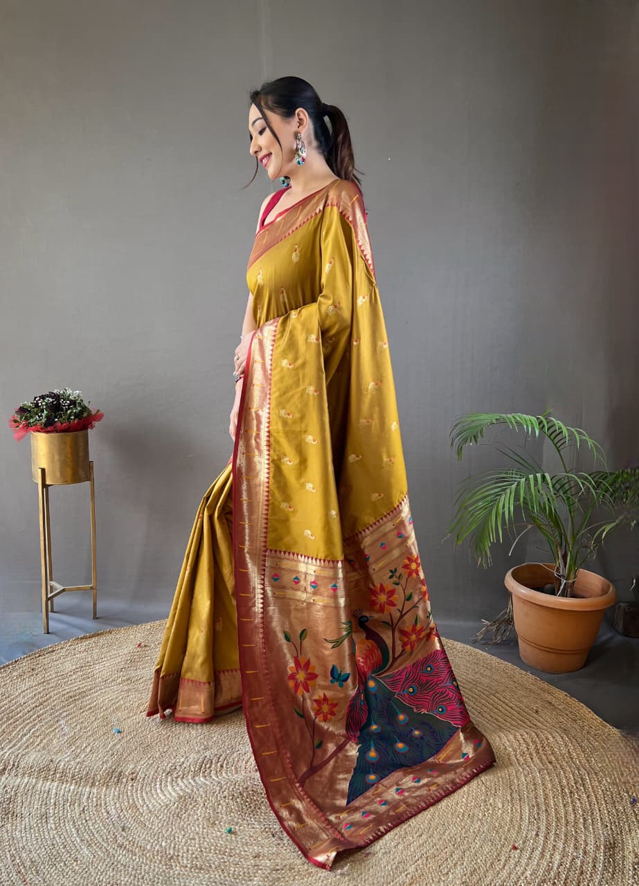 Mayurika Powerloom Paithani Silk (B) Ready To Wear Pocket Saree