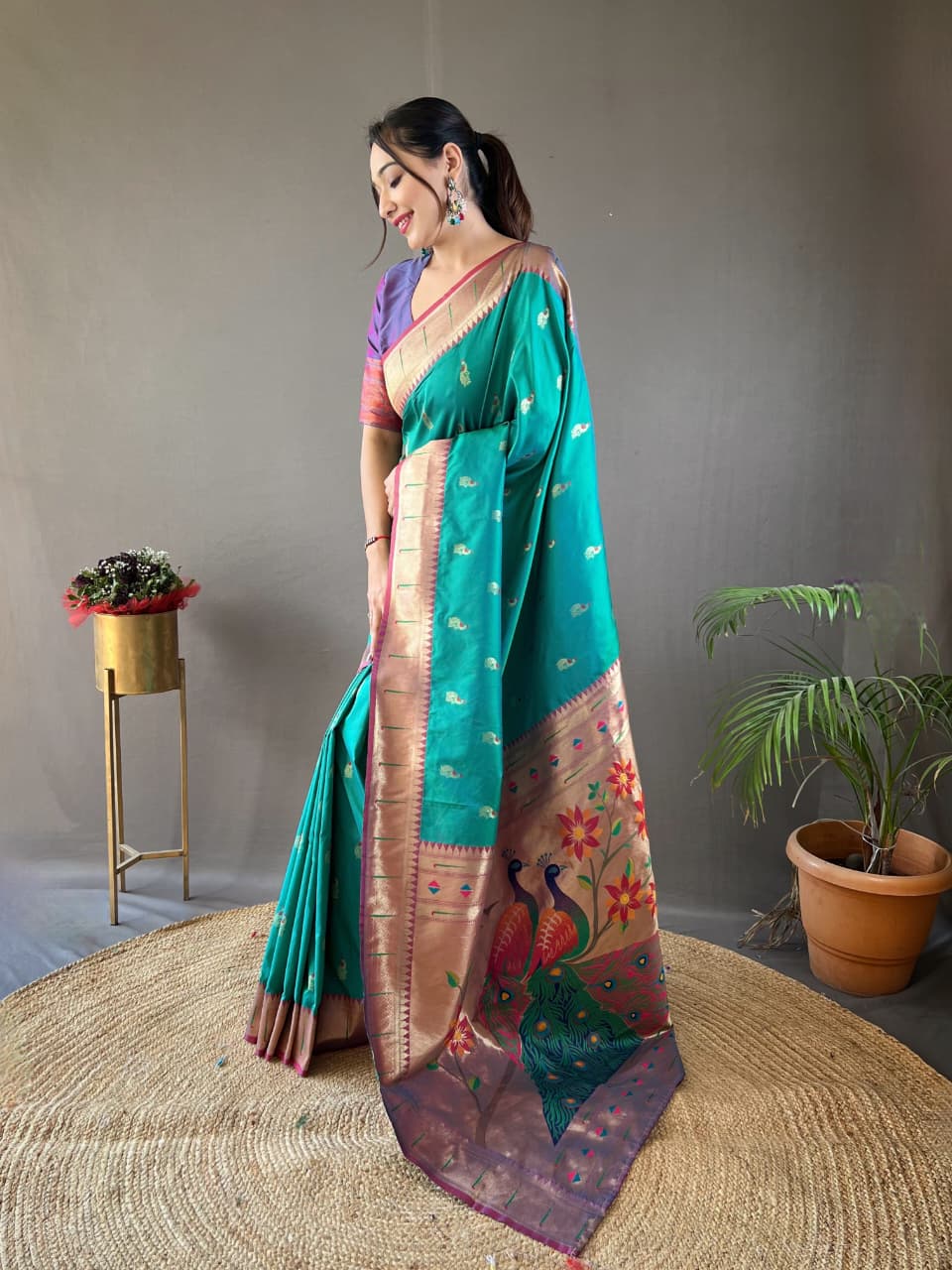 Mayurika Powerloom Paithani Silk (A) Ready To Wear Pocket Saree