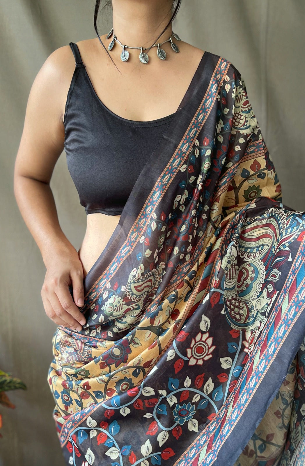 Cotton Kalamkari (K) Ready To Wear Pocket Saree