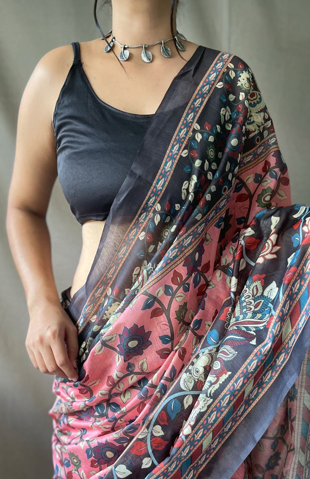 Cotton Kalamkari (M) Ready To Wear Pocket Saree