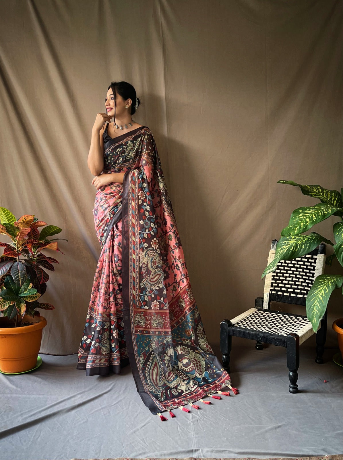 Cotton Kalamkari (M) Ready To Wear Pocket Saree
