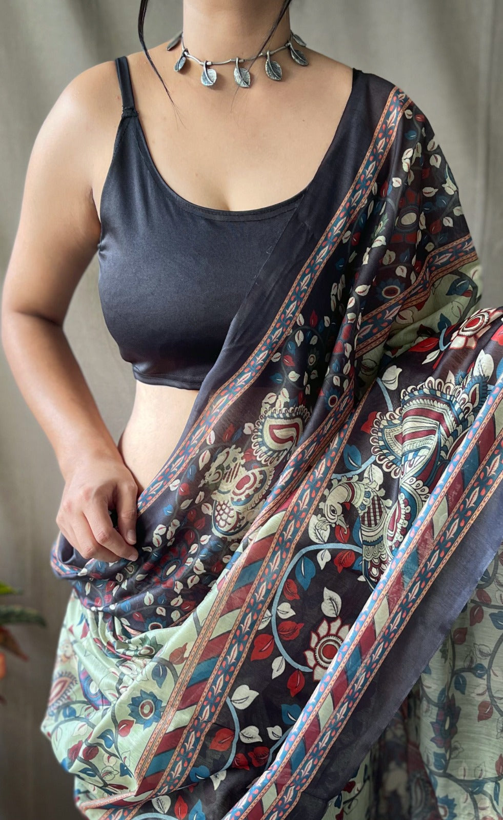 Cotton Kalamkari (I) Ready To Wear Pocket Saree