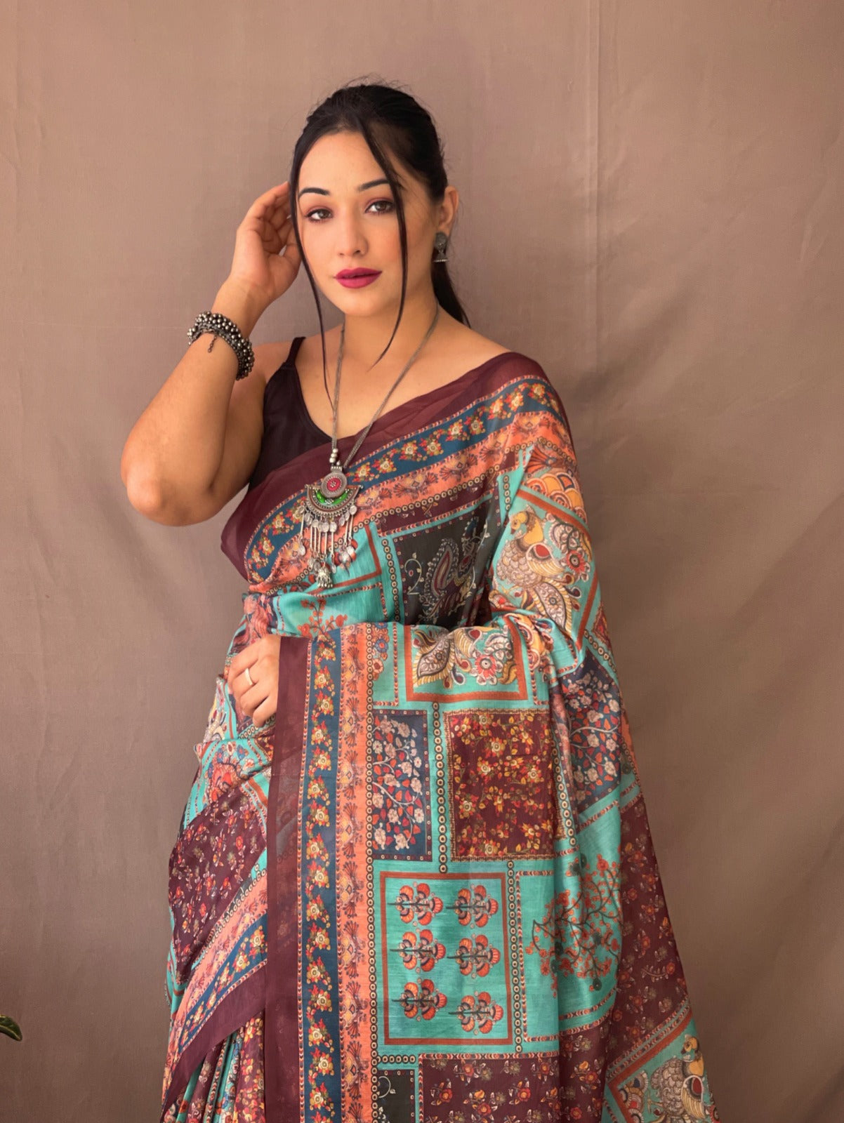 Cotton Kalamkari (G) Ready To Wear Pocket Saree