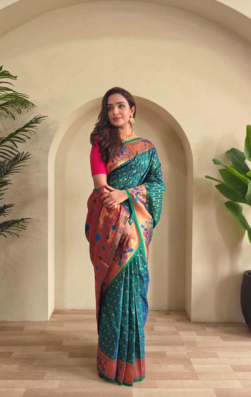 Anand Arpan Powerloom Paithani Silk (F) Ready To Wear Pocket Saree