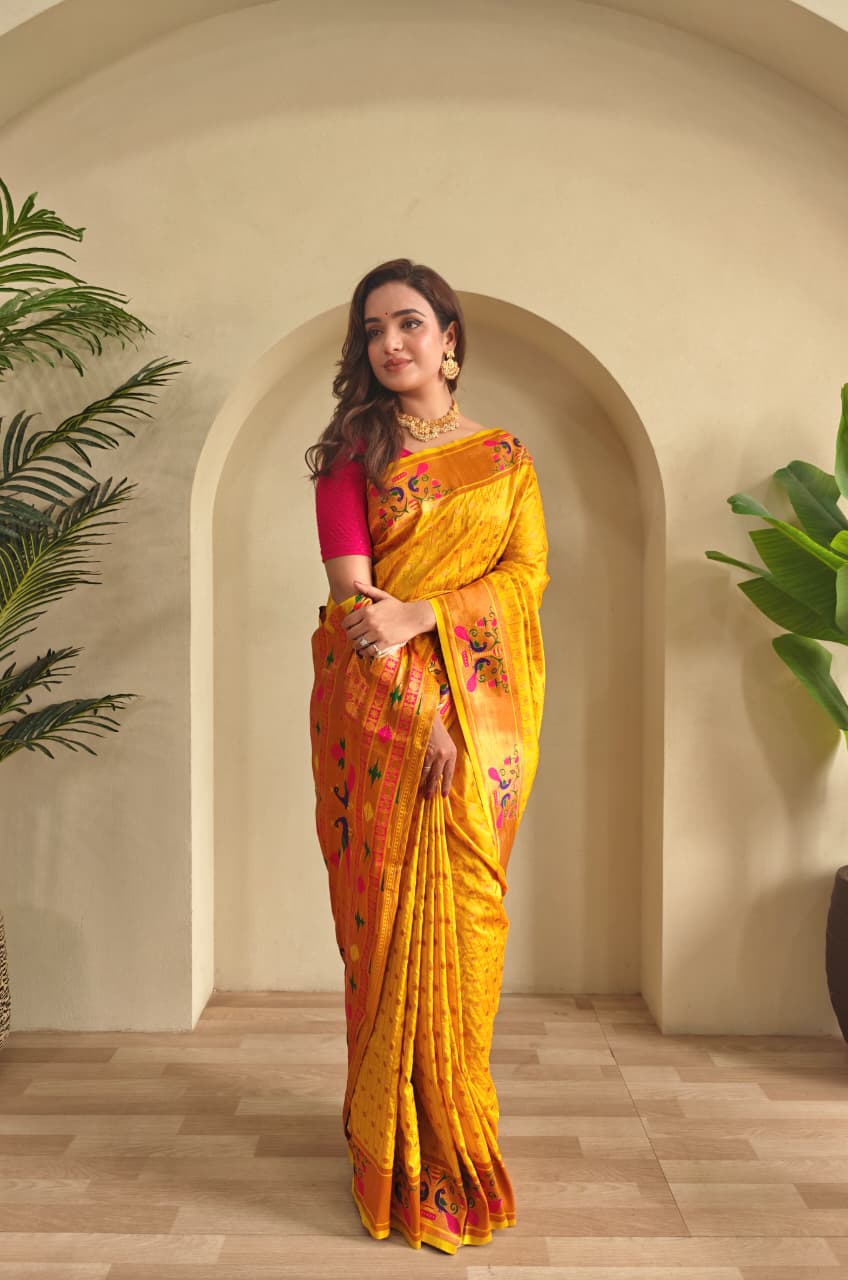 Anand Arpan Powerloom Paithani Silk (B) Ready To Wear Pocket Saree