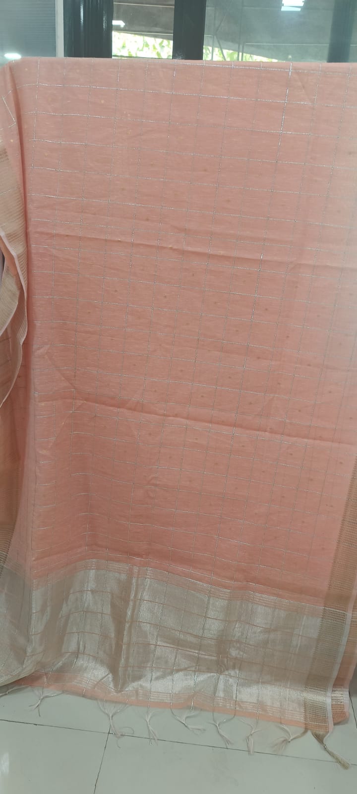 Shimmer Mist Tissue Linen Silk (Peach) Ready To Wear Pocket Saree
