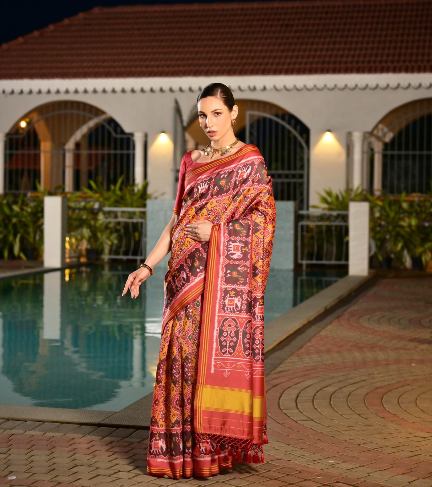 Rivika Patola Silk (A) Ready To Wear Pocket Saree