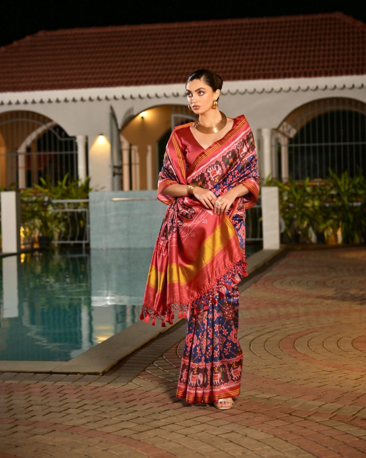 Rivika Patola Silk (C) Ready To Wear Pocket Saree