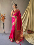 Verdant Vineyard Powerloom Paithani Silk with Minakari work Ready-To-Wear Pocket Saree