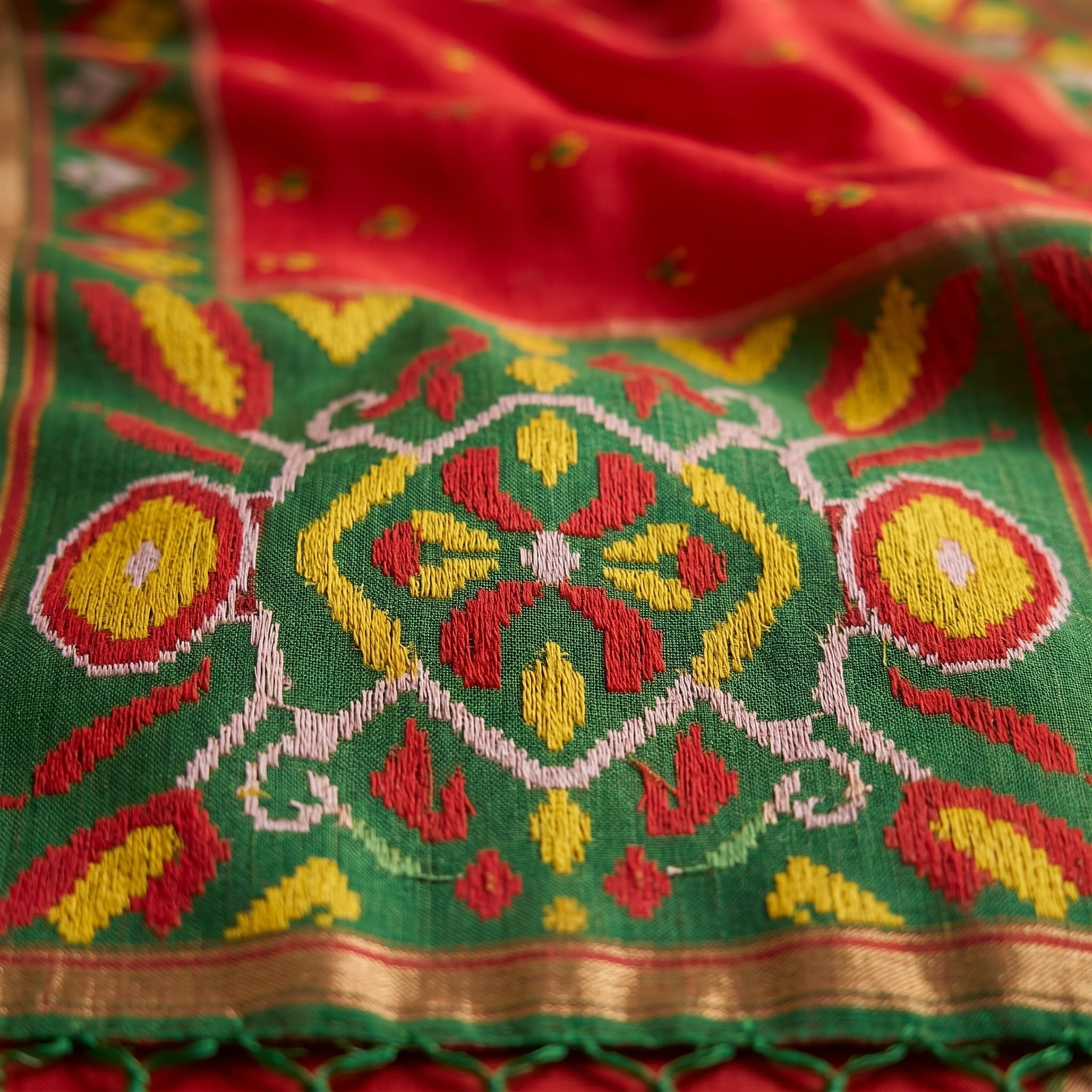 Ikat Reverie Powerloom Silk (B) Ready To Wear Pocket Saree