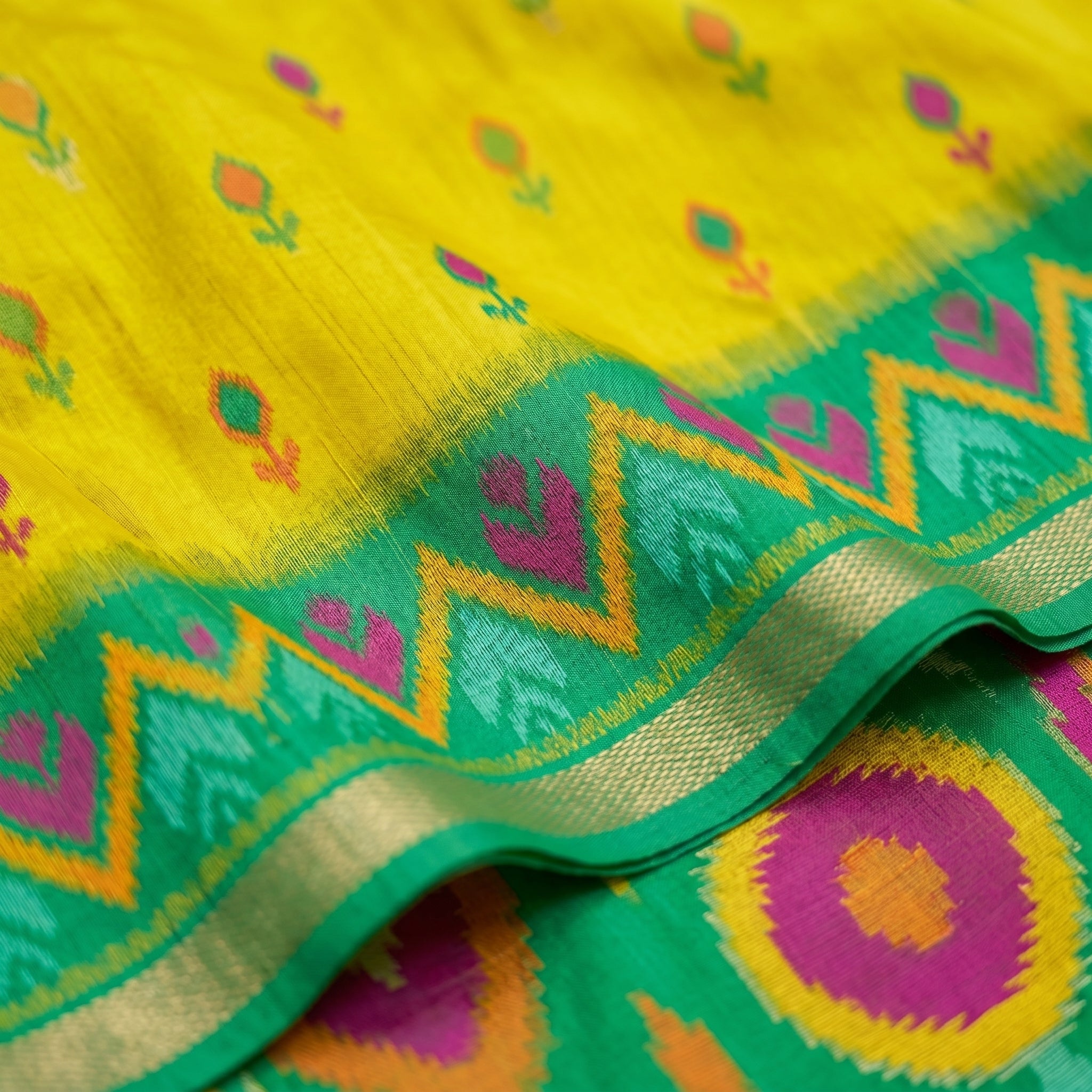Ikat Reverie Powerloom Silk (C) Ready To Wear Pocket Saree