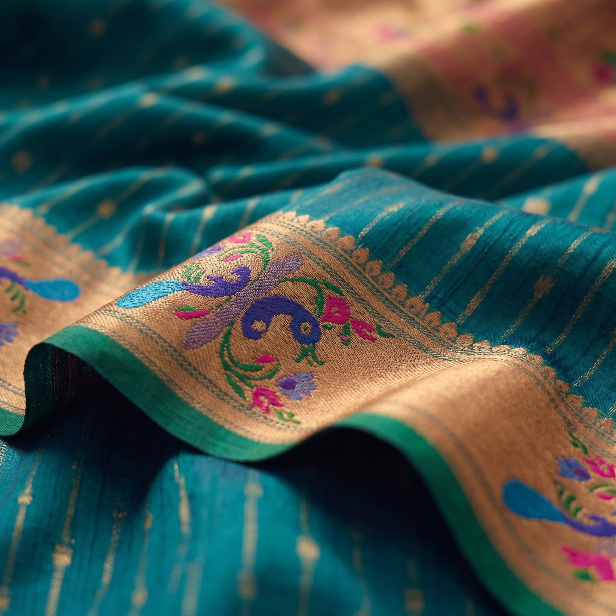 Anand Arpan Powerloom Paithani Silk (F) Ready To Wear Pocket Saree