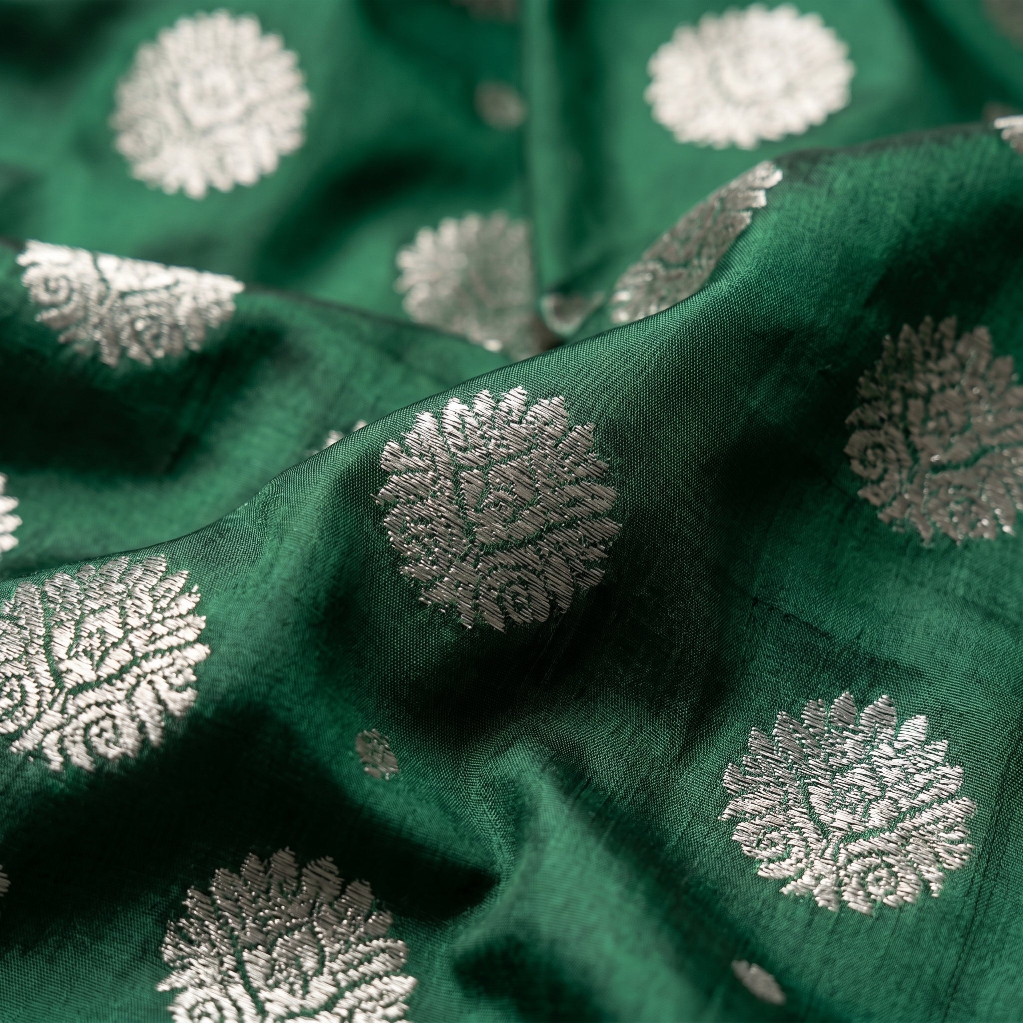 Silkspell Dark Green Ready To Wear Pocket Saree