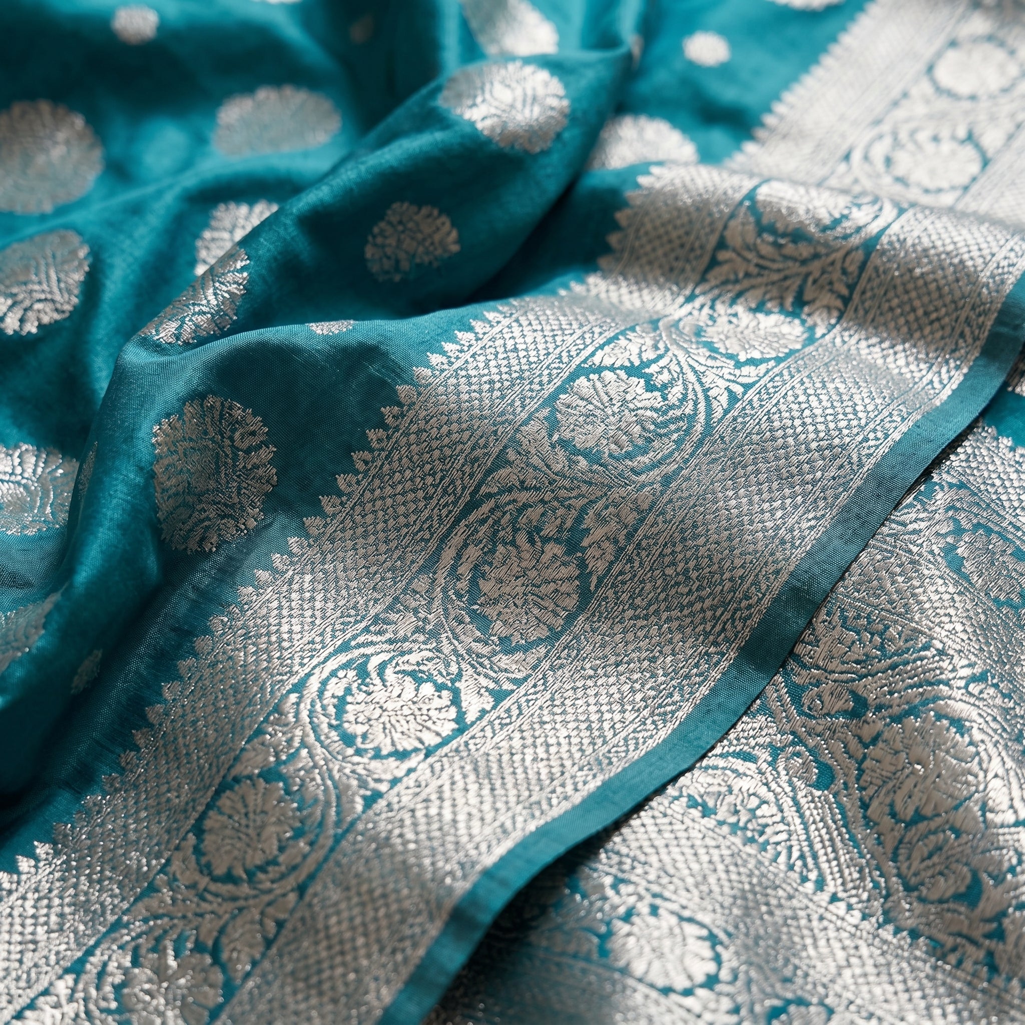 Silkspell Sea Green Ready To Wear Pocket saree