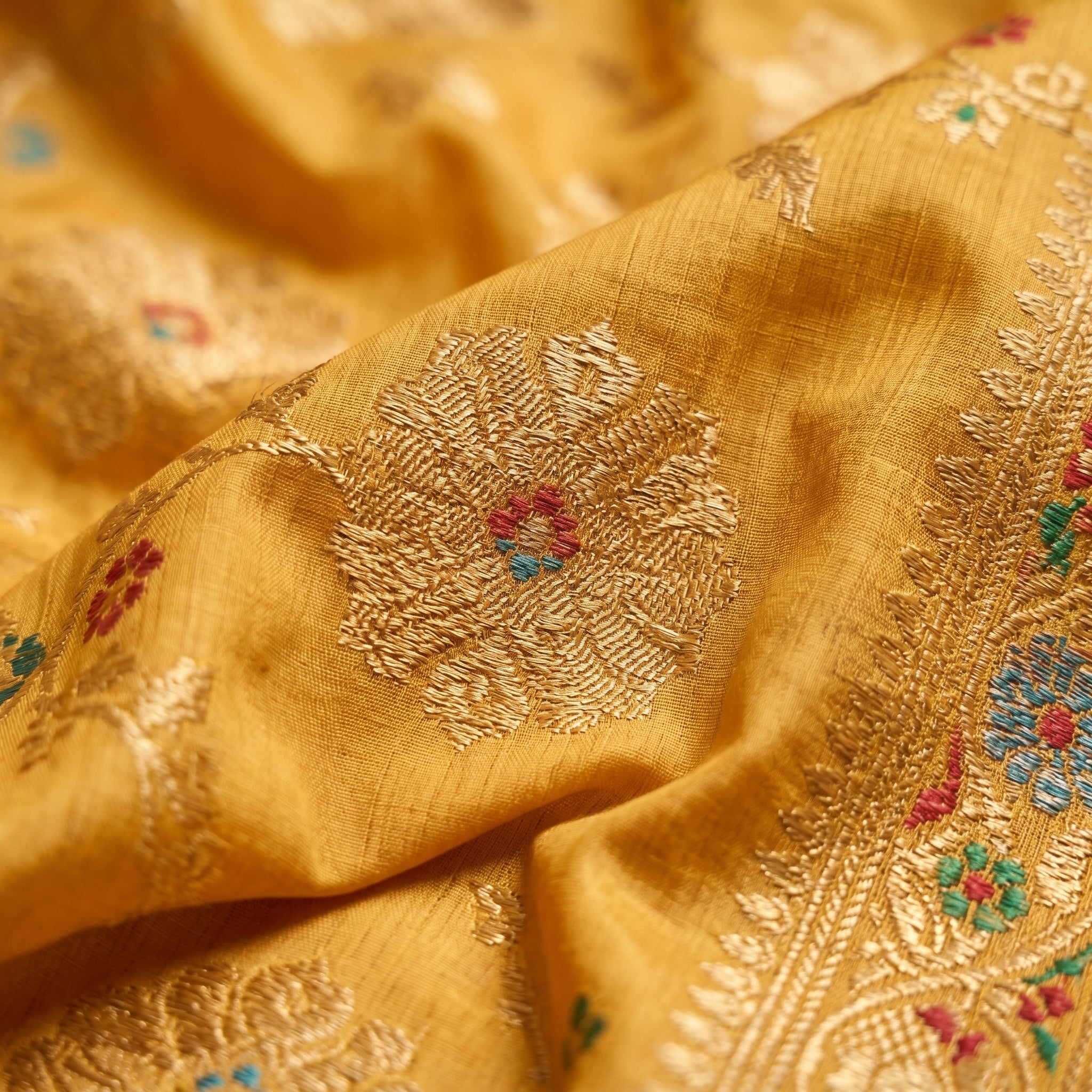 Eternal Flora Banarasi Silk (Yellow) Ready To Wear Pocket Saree