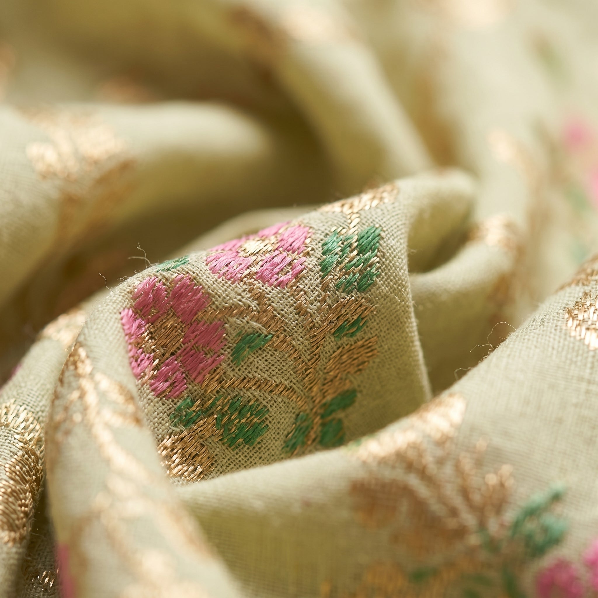 Eternal Flora Banarasi Silk (Pastel Green) Ready To Wear Pocket Saree