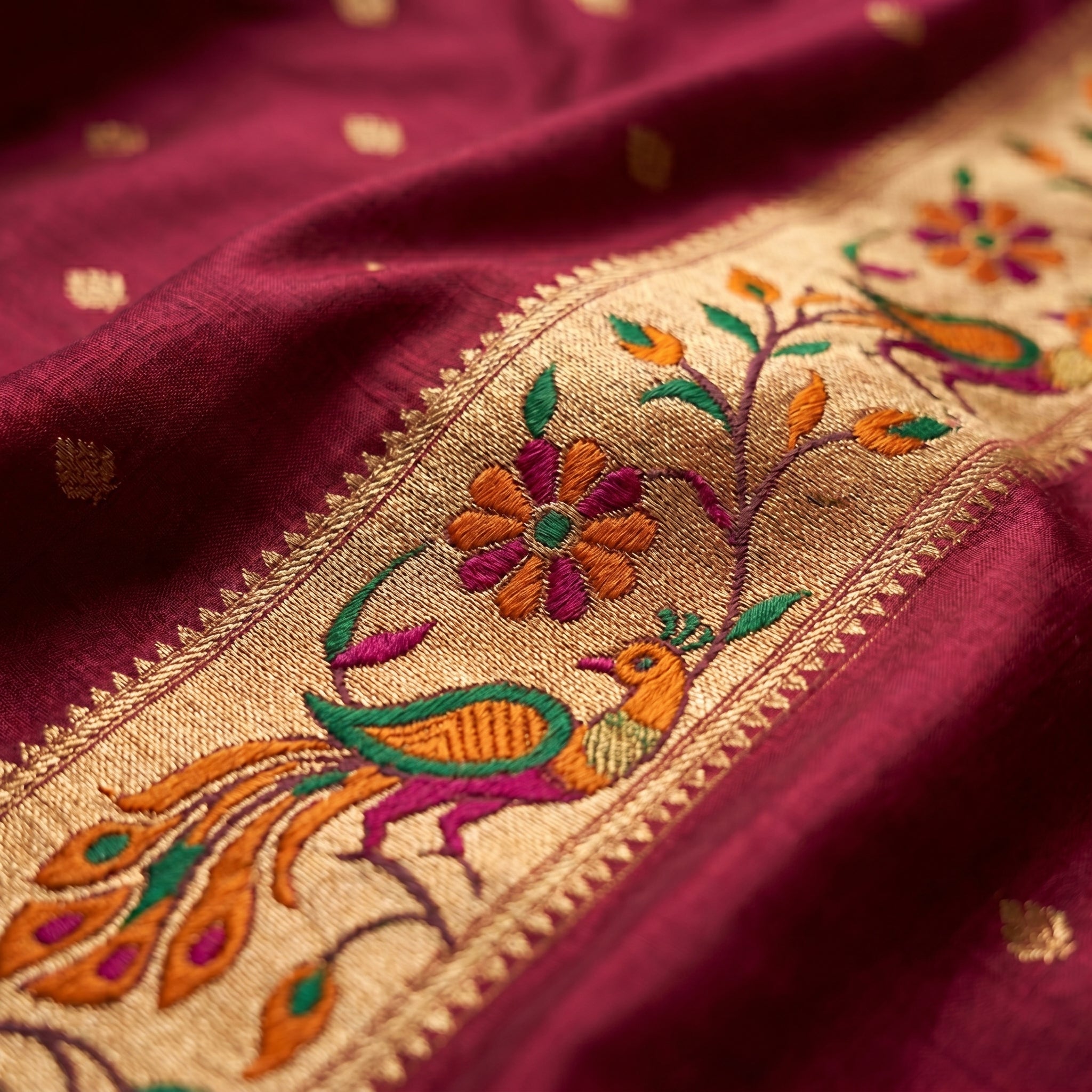 Shubh Shringar (Maroon) Powerloom Silk Ready To Wear Pocket Saree