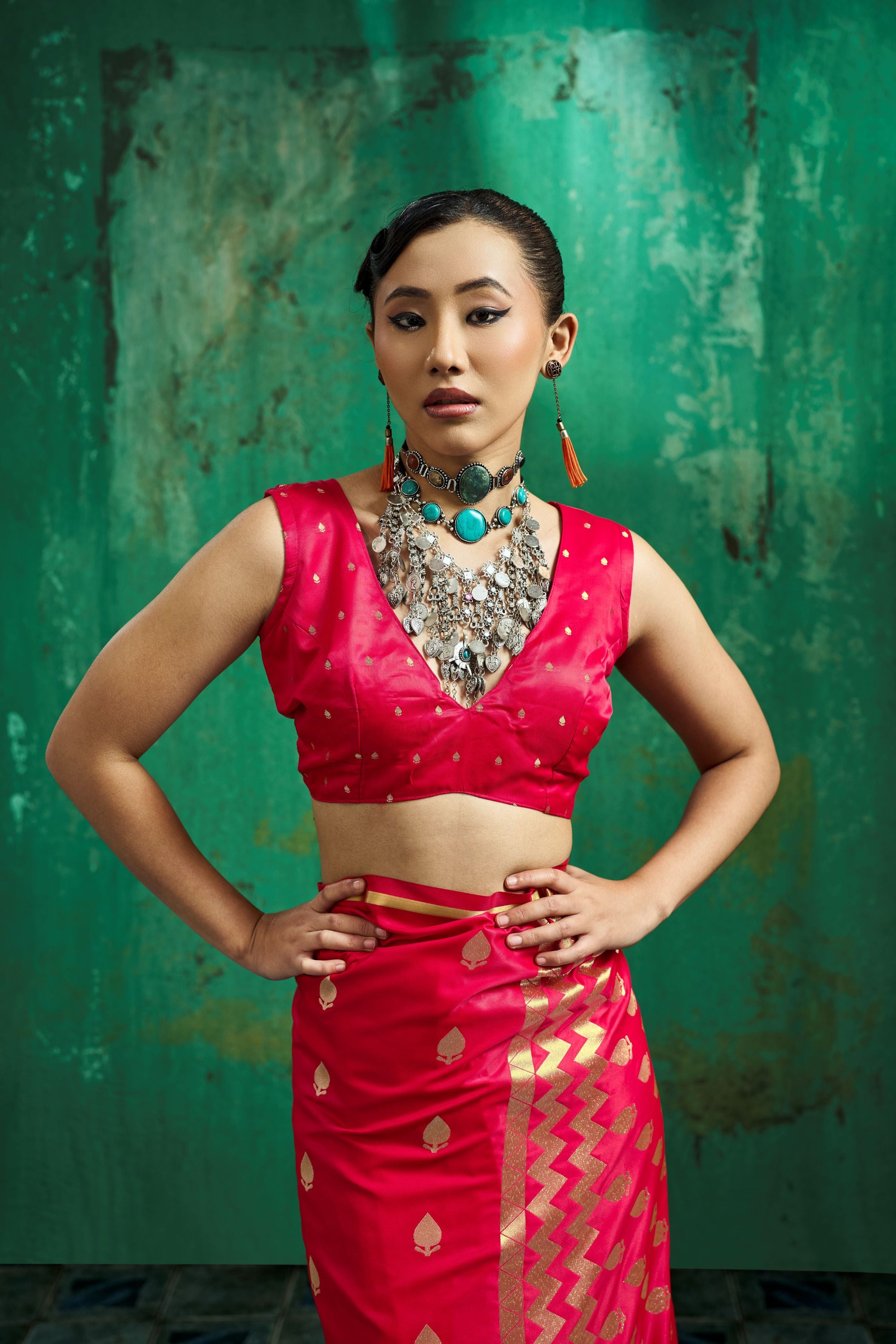 Satin Luxe (Fuchsia Pink) Ready To Wear Pocket Saree