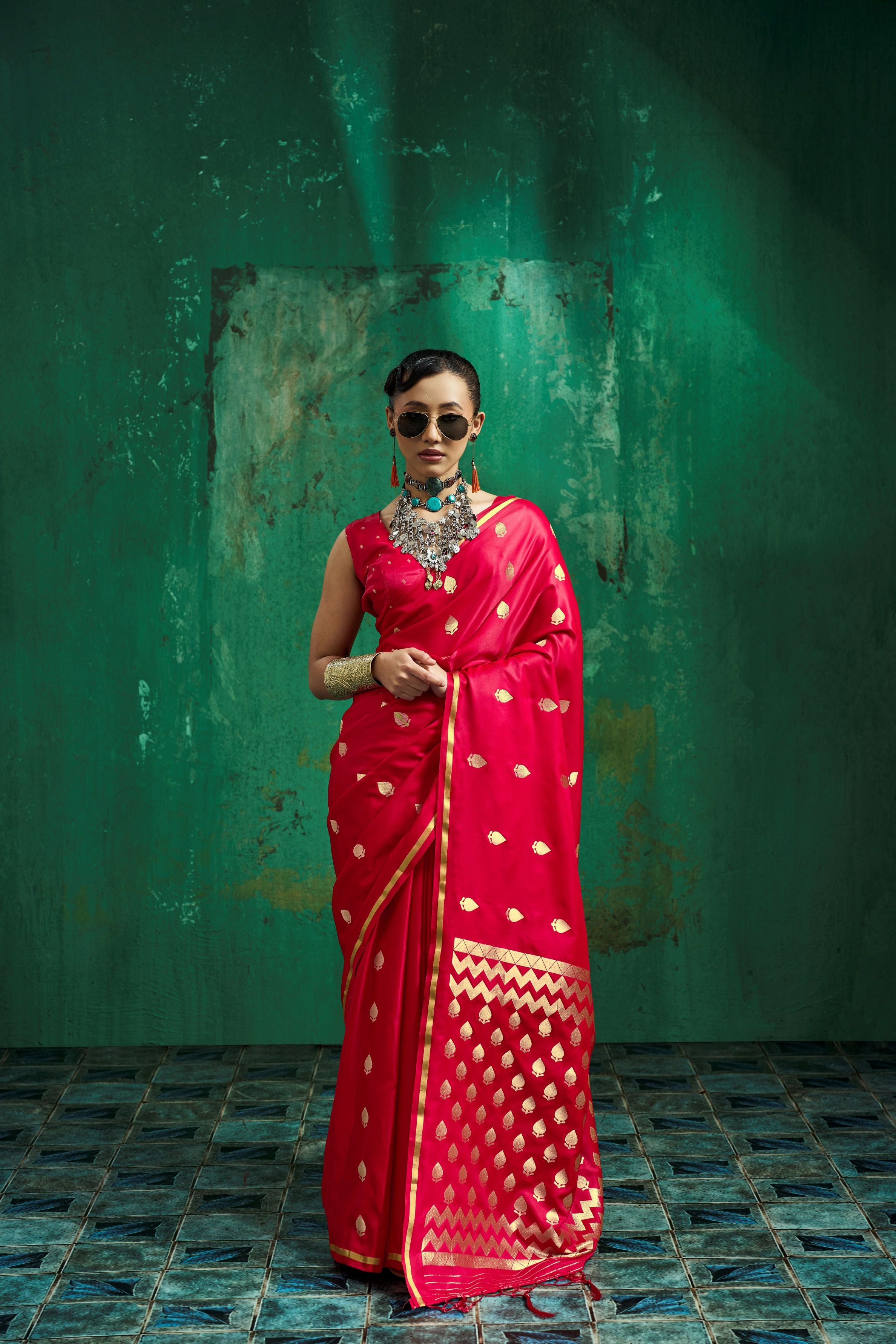 Satin Luxe (Fuchsia Pink) Ready To Wear Pocket Saree