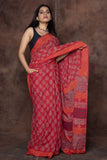 Rhubarb Red Mul Cotton Ready To Wear Pocket Saree