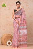 Kota Doria Hand Block Printed Saree