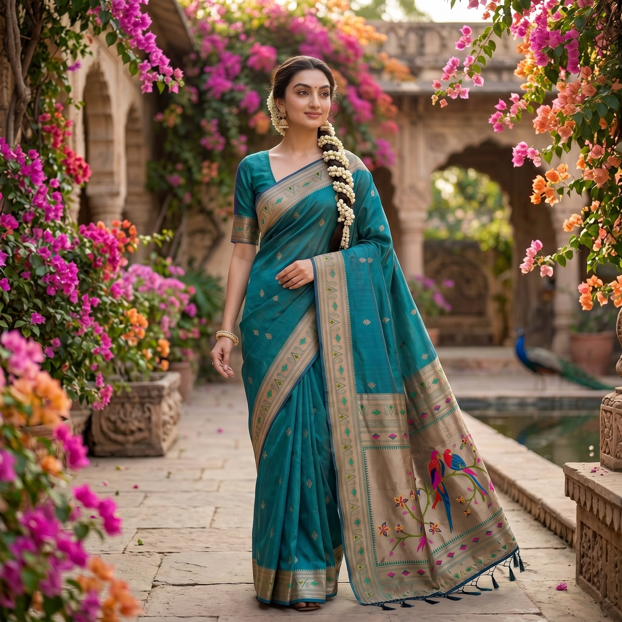 Utsav Umang Powerloom Paithani Silk (A) Ready To Wear Pocket Saree