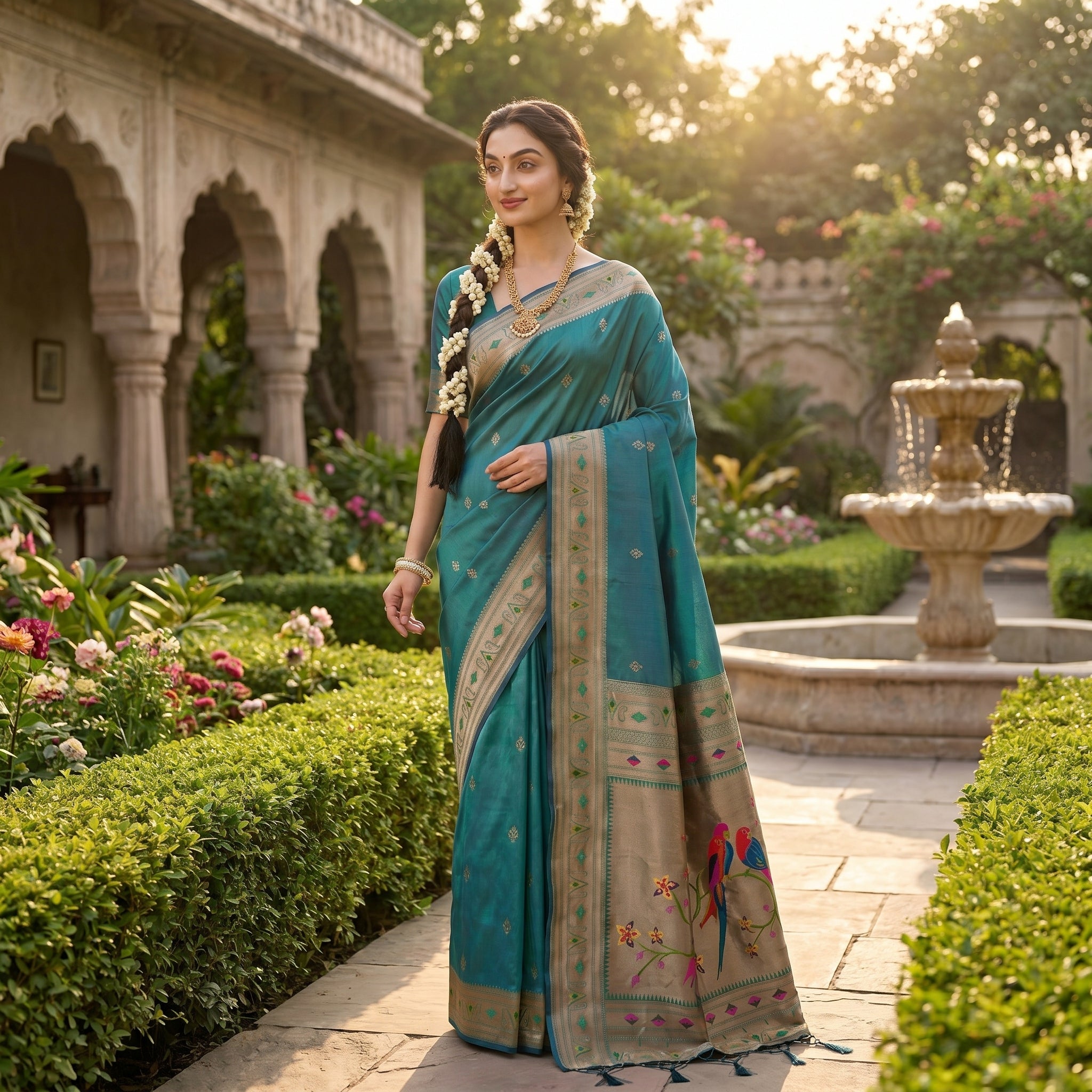 Utsav Umang Powerloom Paithani Silk (A) Ready To Wear Pocket Saree