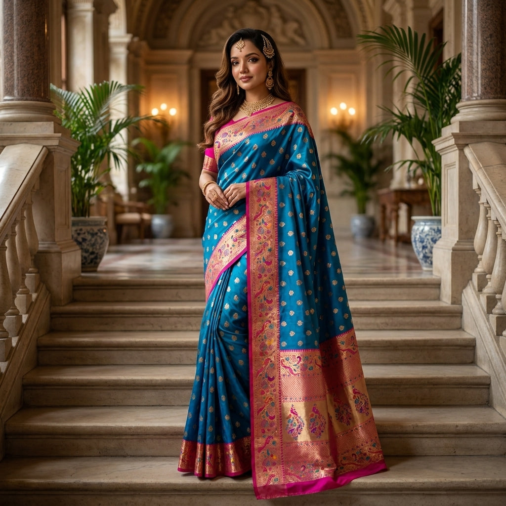 Vihangini Powerloom Paithani Silk (F) Ready To Wear Pocket Saree