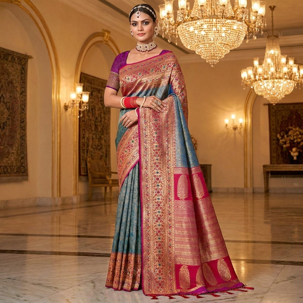 Golden Hour Banarasi Silk (A) Ready To Wear Pocket Saree