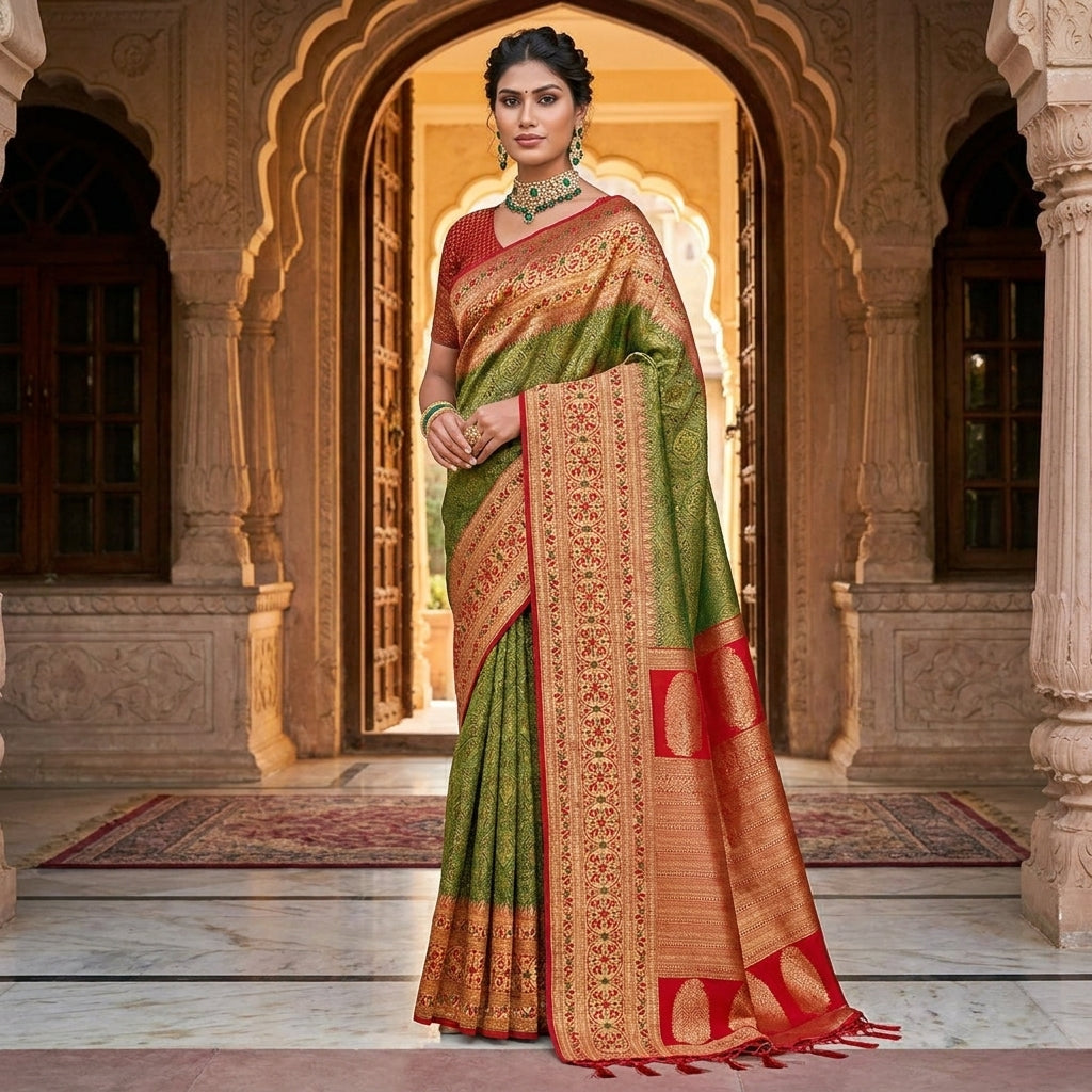 Golden Hour Banarasi Silk (B) Ready To Wear Pocket Saree